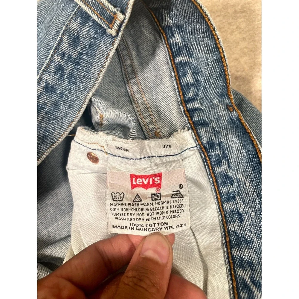 Levis 501 Original Fit Jeans Mens 42x30 Blue Denim Cotton Straight Leg High Rise